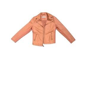 Kenneth Cole Faux Leather Moto Jacket Coral Pink - Medium